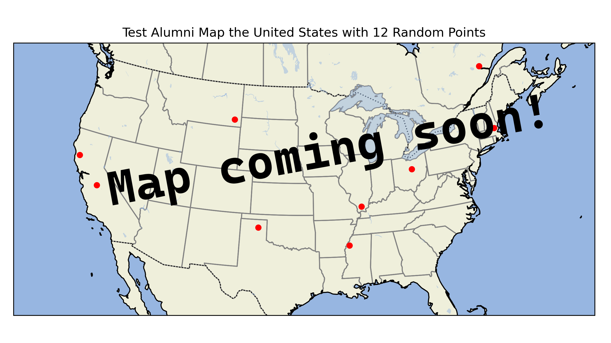 map showing where alumni are